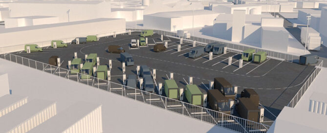 EV charging lot 3D render