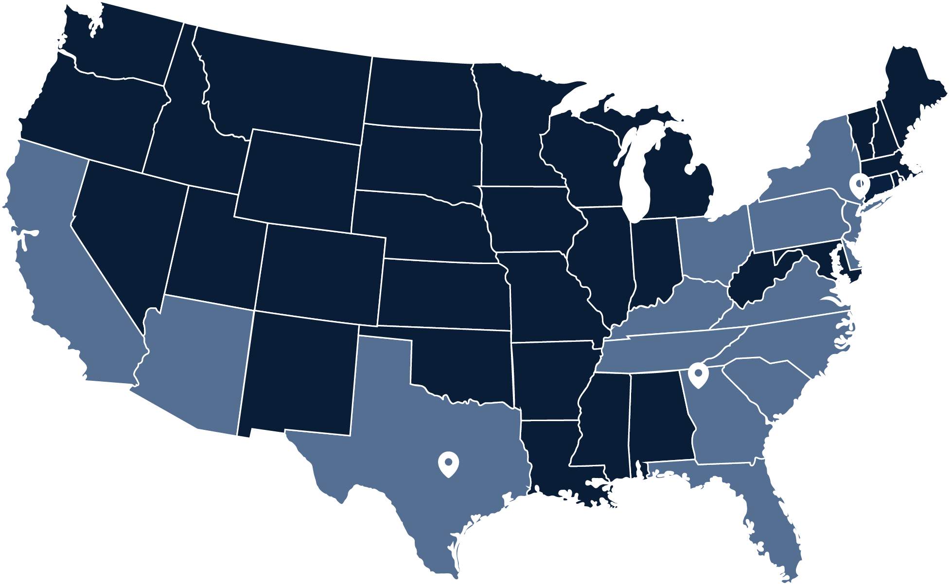 Map of Axis US offices and States Covered